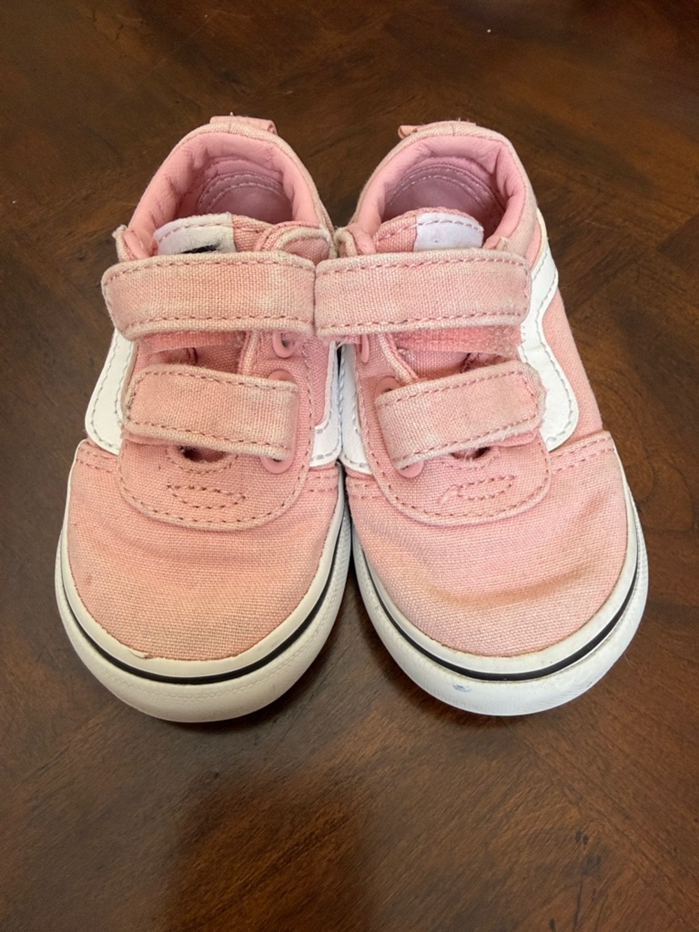 Kids Vans Canvas Hook-and-Loop in Pink with White Accent